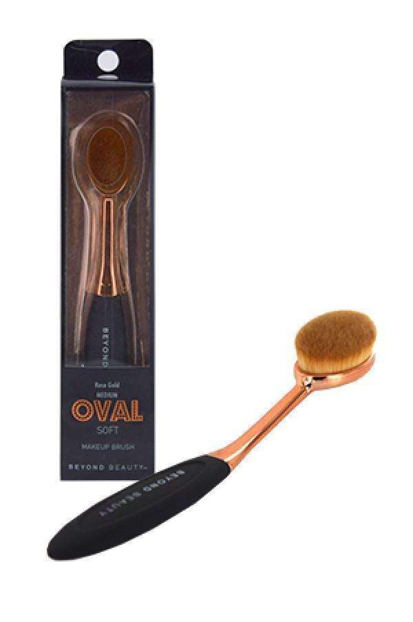 Rose Gold Oval Soft Makeup Brush - Medium - Beautiful Black Hair