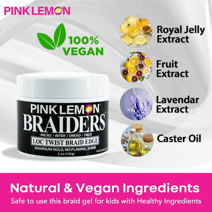 Pink Lemon Braiders Loc Twist Braid Edge Gel