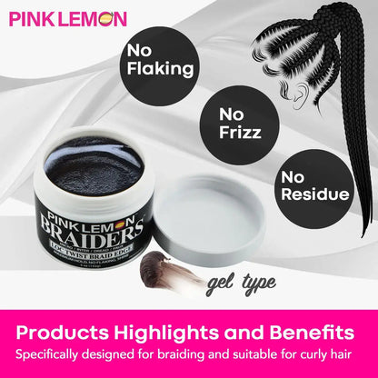 Pink Lemon Braiders Loc Twist Braid Edge Gel
