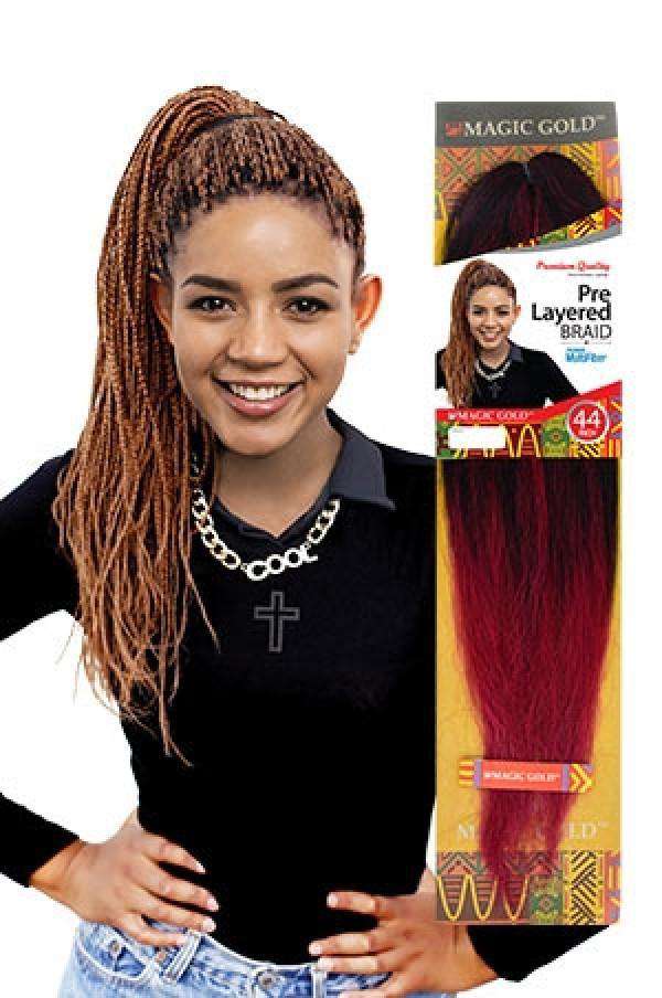 Magic Gold Synthetic Pre Layered Braid 44" - Beautiful Black Hair