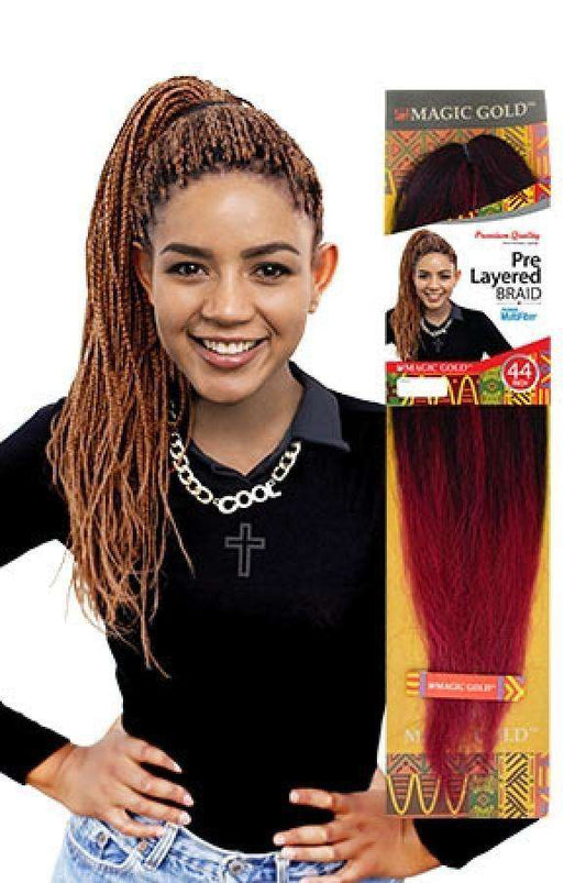 Magic Gold Synthetic Pre Layered Braid 44" - Beautiful Black Hair