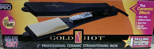 Gold N Hot Ceramic Straightening Iron 2" - Beautiful Black Hair