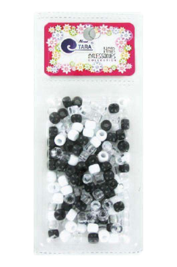 Tara Hair Beads -  Black, White & Clear Mix #72630 - Beautiful Black Hair