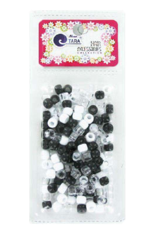 Tara Hair Beads -  Black, White & Clear Mix #72630 - Beautiful Black Hair