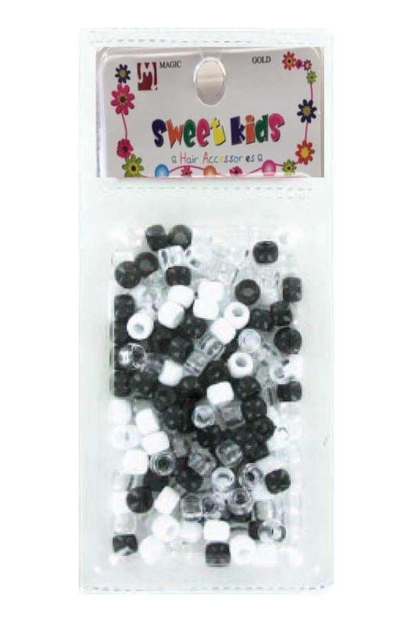 Sweet Kids Beads -  Black, White & Clear Mix #1609 - Beautiful Black Hair