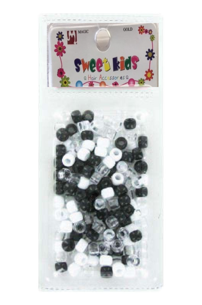Sweet Kids Beads -  Black, White & Clear Mix #1609 - Beautiful Black Hair