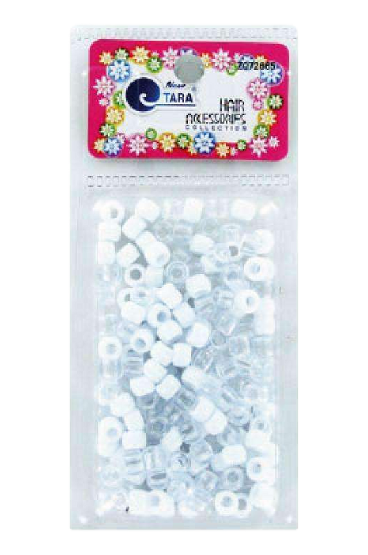 Tara Hair Beads -  White & Clear #72665 - Beautiful Black Hair