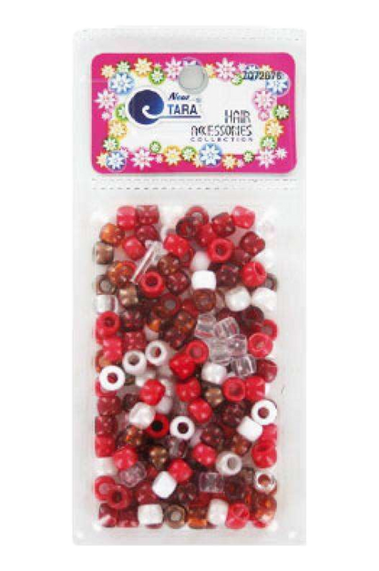 Tara Hair Beads -  Red, Brown & White Mix #72676 - Beautiful Black Hair