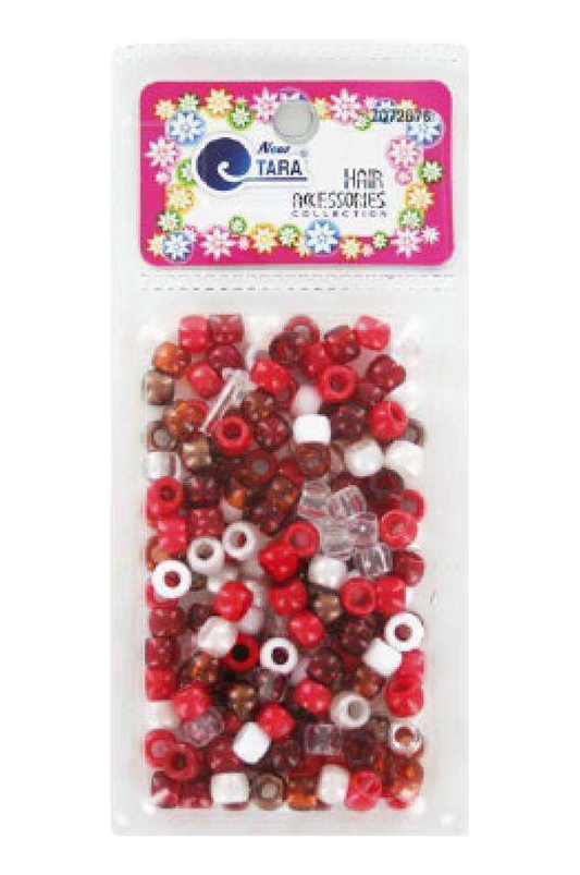 Tara Hair Beads -  Red, Brown & White Mix #72676 - Beautiful Black Hair