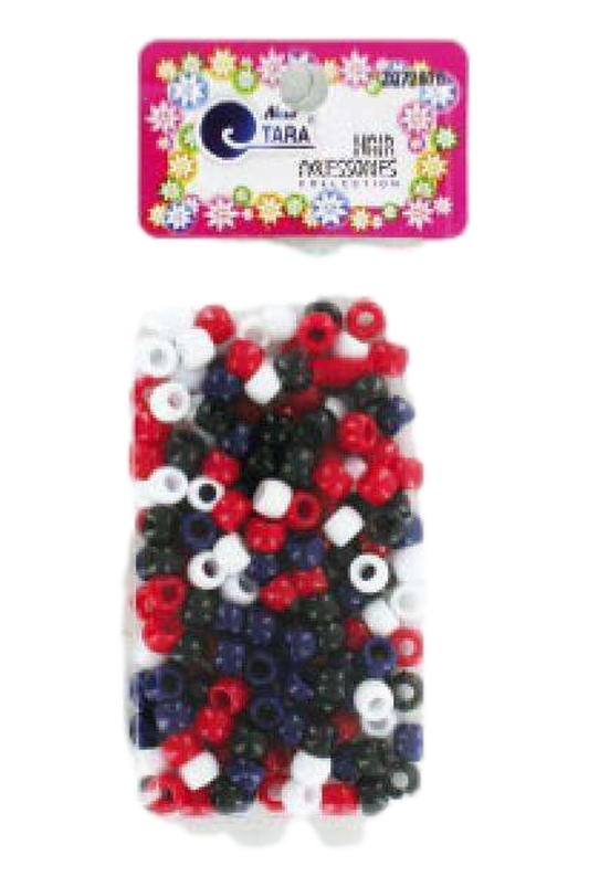 Tara Hair Beads - Red, Black, White & Blue Mix #72678 - Beautiful Black Hair