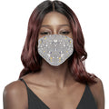 KIM & C Fashion Flower Patterned Mask (Gray) - Beautiful Black Hair