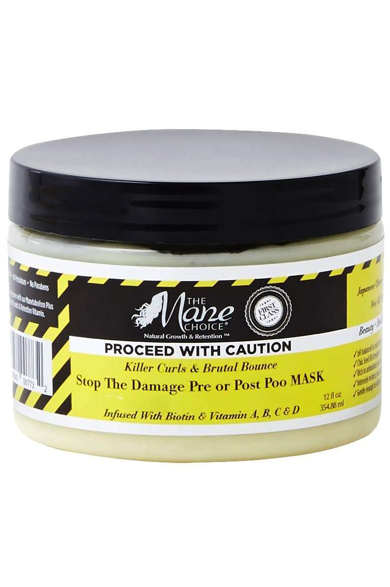 The Mane Choice Proceed With Caution Killer Curls & Brutal Bounce Stop The Damage Pre or Post Poo Mask - Beautiful Black Hair