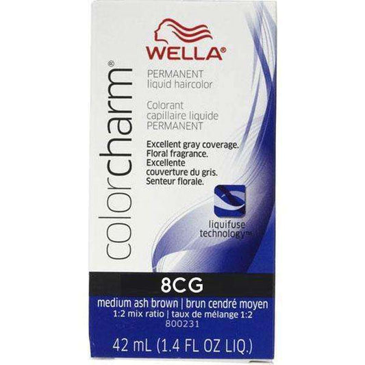 Wella Color Charm Permanent Liquid Hair Color - 8CG Light Platinum Gold Blonde - Beautiful Black Hair