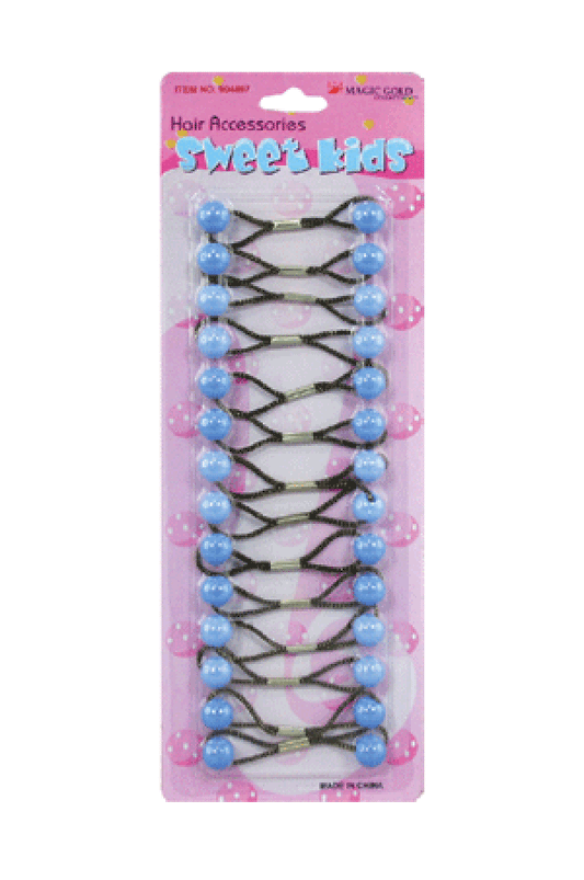 Magic Gold Hair Baubles - Round #XS10 Light Blue Mix - Beautiful Black Hair