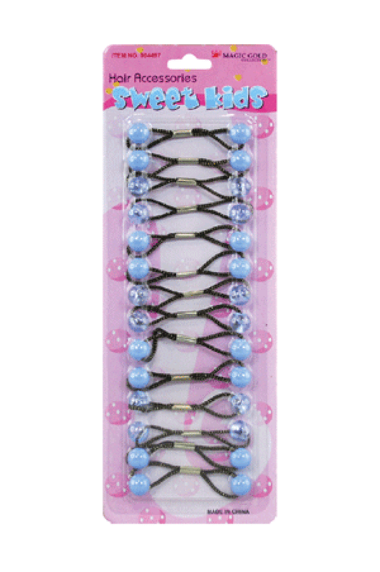 Magic Gold Hair Baubles - Round #XS14 Light Blue/Clear - Beautiful Black Hair