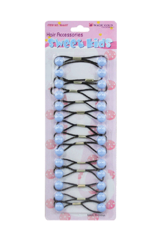Magic Gold Hair Baubles - Round #XS7 Sky Blue - Beautiful Black Hair